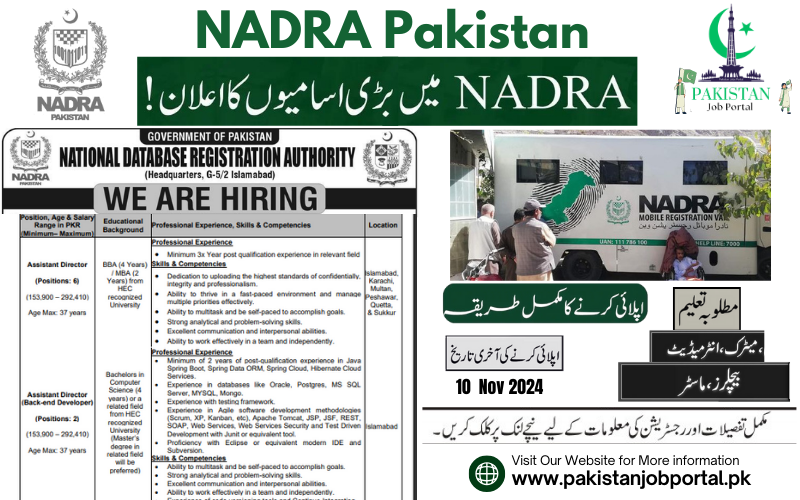 Career Opportunity in NADRA Pakistan 2024