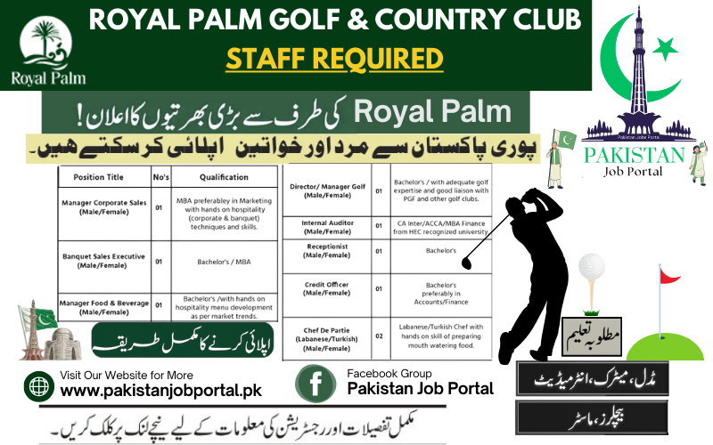 Career Opportunity in ROYAL PALM GOLF & COUNTRY CLUB