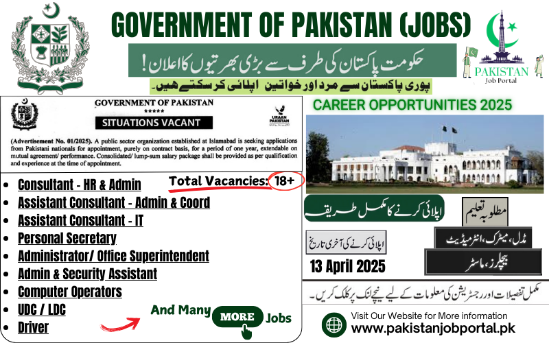 Career Opportunity in Govt of Pakistan (Public Sector Organization)